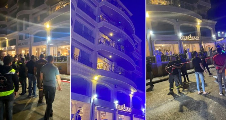 بالصور: سقوط اجزاء من شرفة على الكورنيش البحري في مدينة صور ورواد مقهى ينجون من كارثة