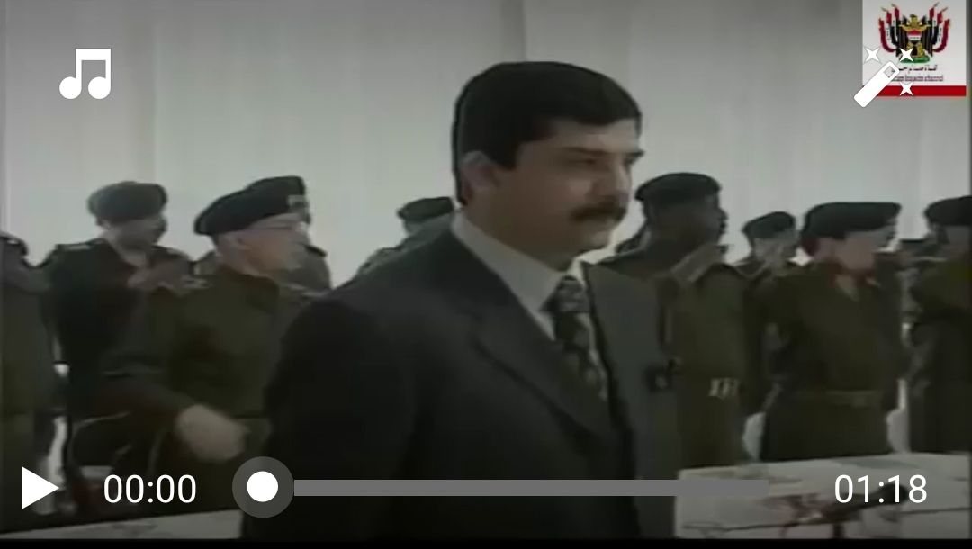 توضيح : ينتشر فيدو على مواقع التواصل الاجماعي يظهر فيه صدام حسين وهو يتحدث عن فيروس كورونا .