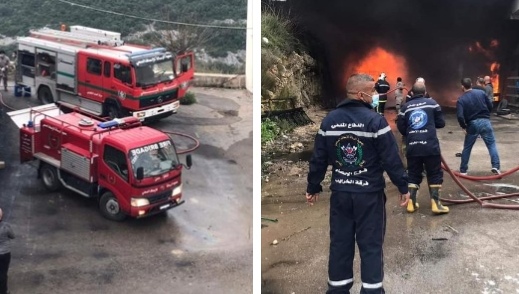 جمعية الرسالة للاسعاف الصحي تخمد حريقا ضخما في داخل معمل للزيوت في بلدة الزرارية الجنوبية