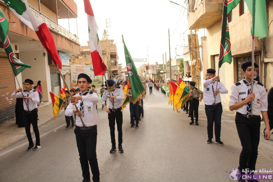 بالصور:في يوم الوفاء للقادة الش☀️داء،  كشافة الرسالة الاسلامية/ الفوج الحسيني الاول تحيي ذكرى تفجير حسينية بلدة معركة بمسيرة كشفية في البلدة.