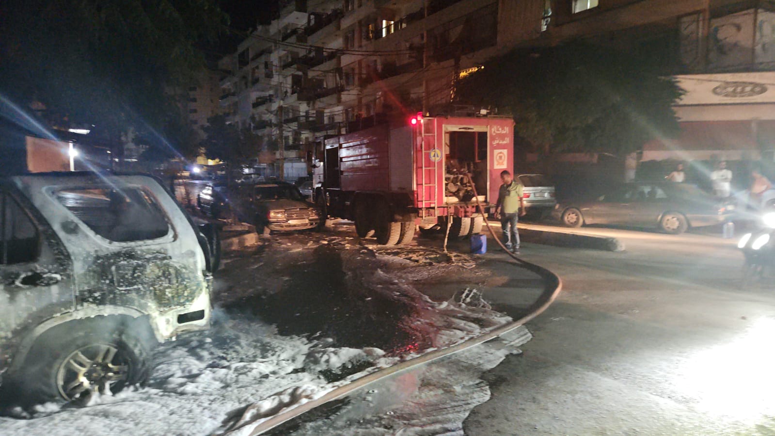  استهداف رانج قنبلة مولوتوف شارع ابن سينا القبة بحسب شهود عيان تم حرقه عمدا  