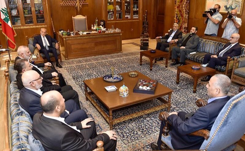 الرئيس بري التقى وفدا من حماس برأسة رئيس المكتب السياسي اسماعيل هنية على رأس وفد من قيادة حركة حماس