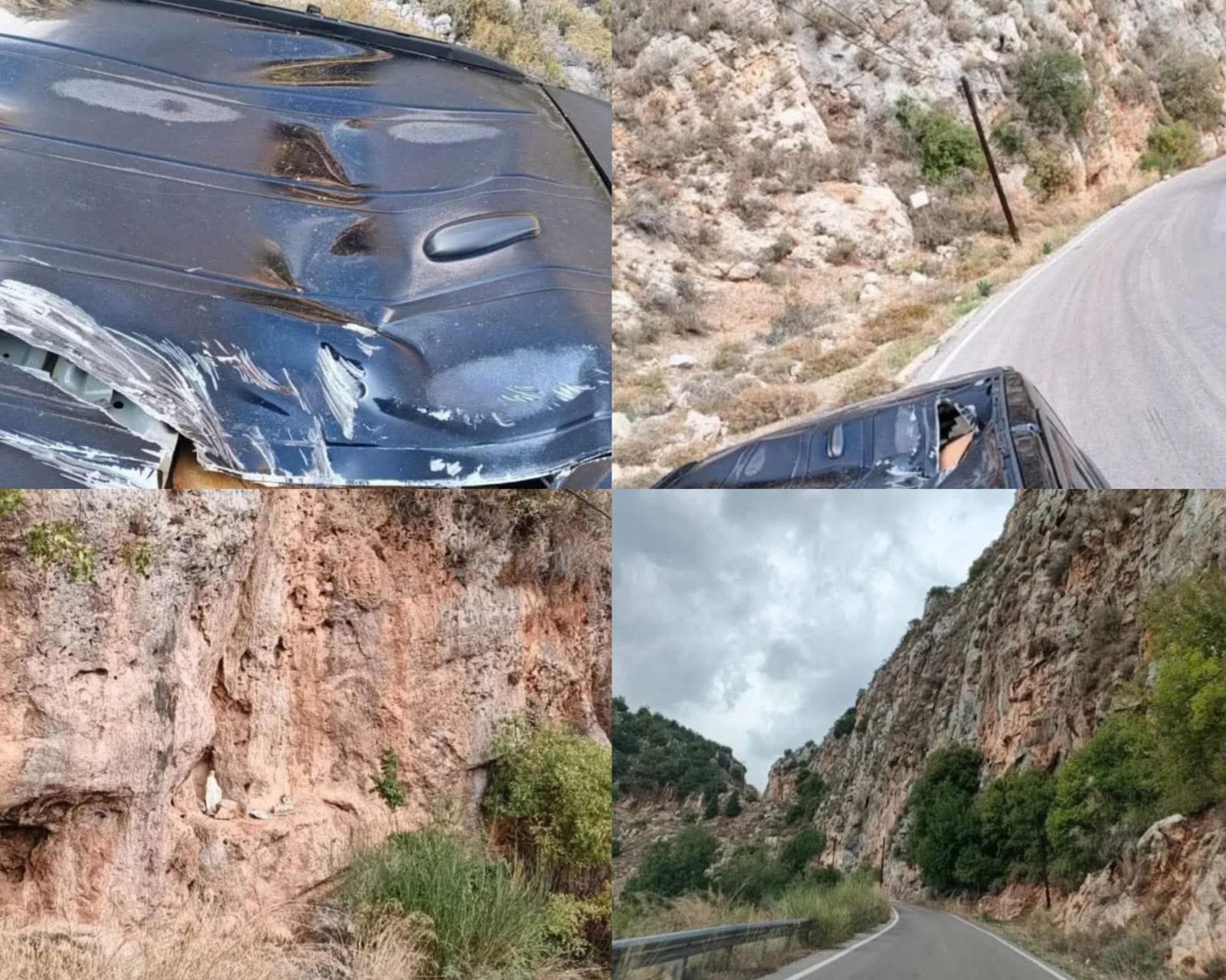 تعرّض الشاب شربل خوند وعائلته لحادث سقوط صخرة على سيارته